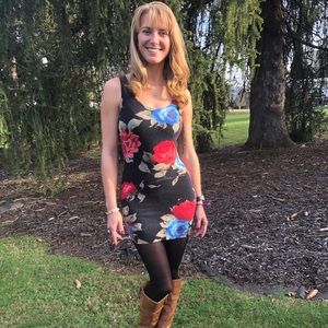 Floral, body con, tank top, mini dress